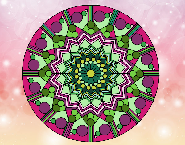 Dibujo Mandala flor con círculos pintado por Negrita68