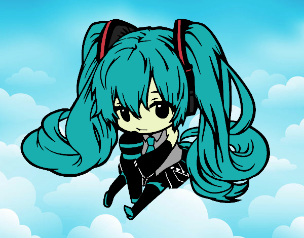 Dibujo Miku Chibi vocaloid pintado por zozu