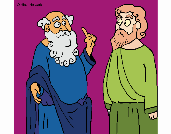 Dibujo Sócrates y Platón pintado por panduaum