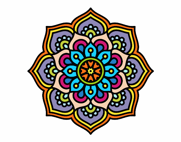 Dibujo Mandala flor de la concentración pintado por judyt