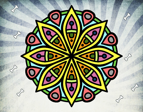 Dibujo Mandala para la concentración pintado por Luanne