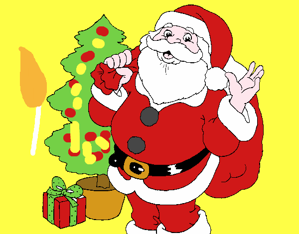 Santa Claus y un árbol de navidad