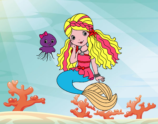 Dibujo Sirena y medusa pintado por yenife