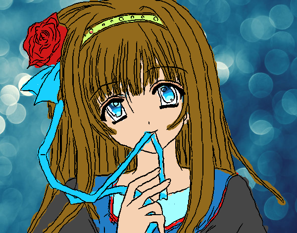 Dibujo Chica anime pintado por luffiykaro