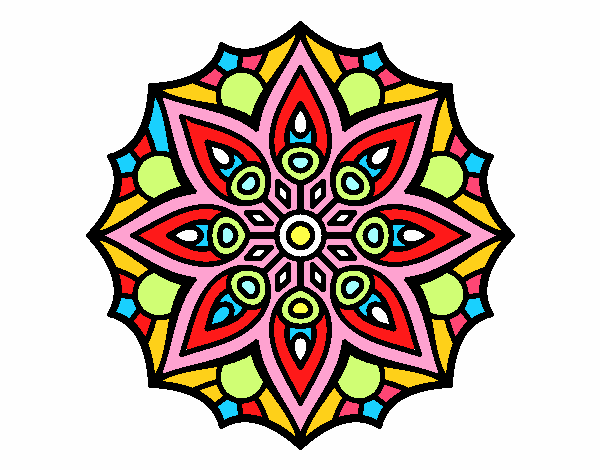 Dibujo Mandala simetría sencilla pintado por nailet