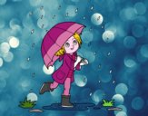 Dibujo Niña con paraguas bajo la lluvia pintado por paola26