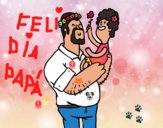 Dibujo Padre e hija con flores pintado por santiagoca