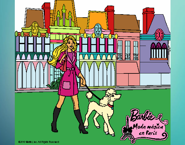 Dibujo Barbie y su perrita pintado por vicky12345