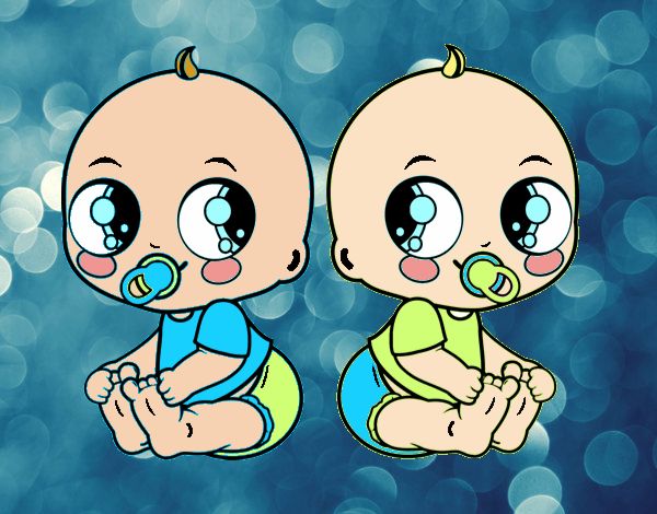 Dibujo de Bebés gemelos pintado por Chuspitina en  el día  16-03-17 a las 22:29:44. Imprime, pinta o colorea tus propios dibujos!