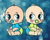 Dibujo Bebés gemelos pintado por Chuspitina