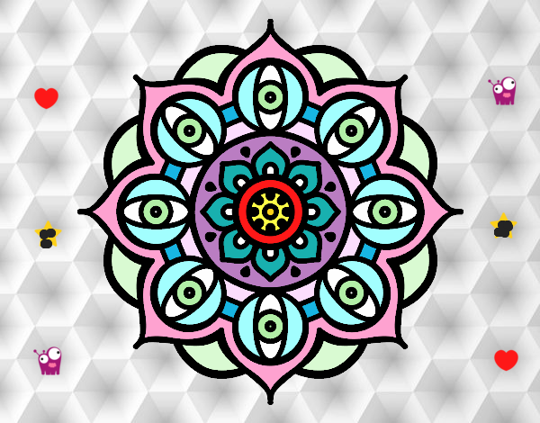 Dibujo Mandala ojos abiertos pintado por ali98