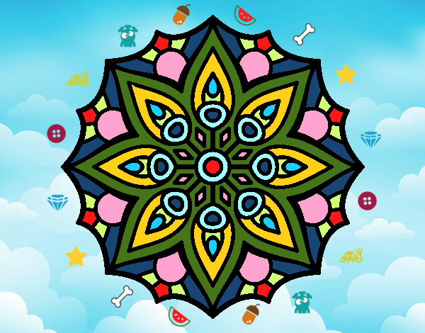 Dibujo Mandala simetría sencilla pintado por Clouster