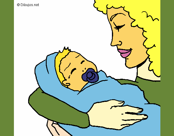Dibujo Madre con su bebe II pintado por sierva 