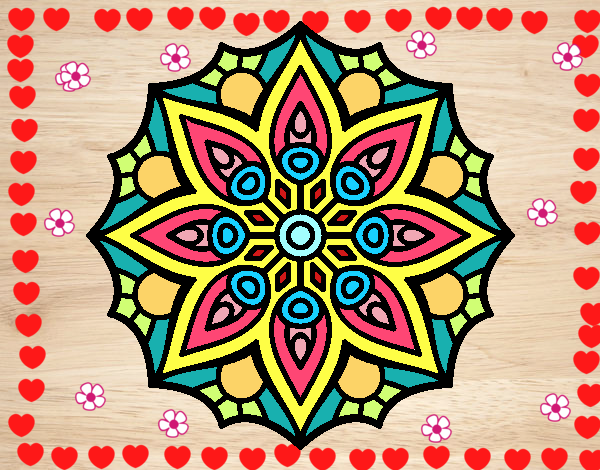 Dibujo Mandala simetría sencilla pintado por jovankaS