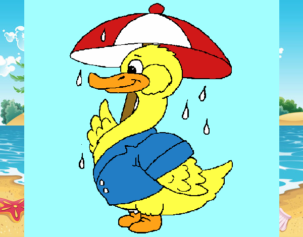 Dibujo Pato bajo la lluvia pintado por sierva 