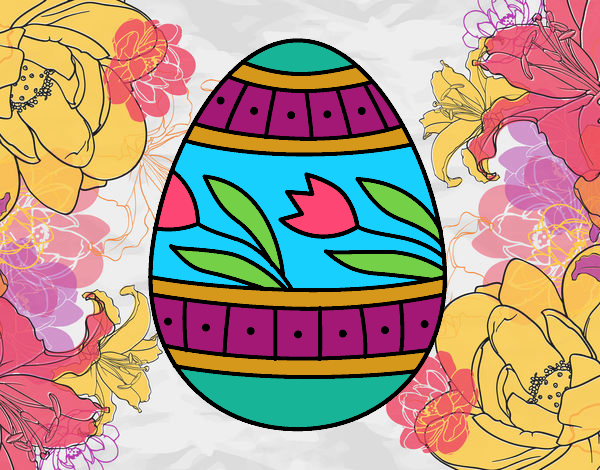 Huevo de Pascua con tulipanes