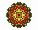 Dibujo Mandala flor y hojas pintado por belladona