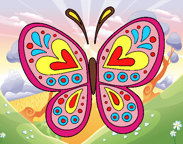Dibujo Mandala mariposa pintado por Juice