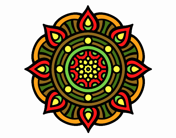Dibujo Mandala puntos de fuego pintado por belladona