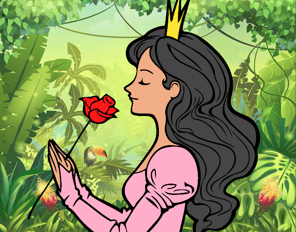 Dibujo Princesa y rosa pintado por jovankaS