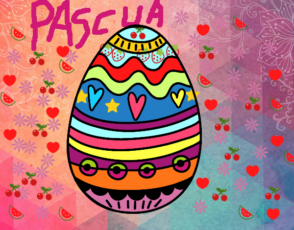 Dibujo Huevo de Pascua para decorar pintado por yanito
