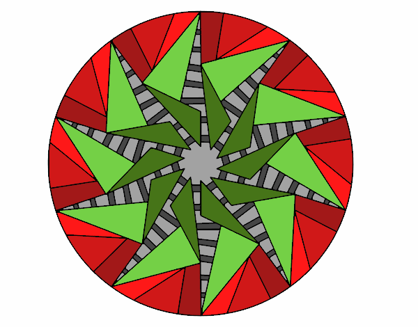 Dibujo Mandala sol triangular pintado por Rikkibox