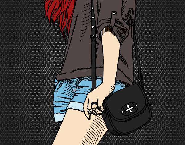 Dibujo Chica con bolso pintado por NatyG