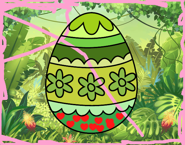 Dibujo Huevo de Pascua floral pintado por carrusel