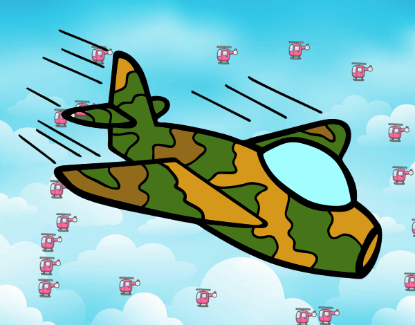 Dibujo Avión de camuflaje pintado por clasico