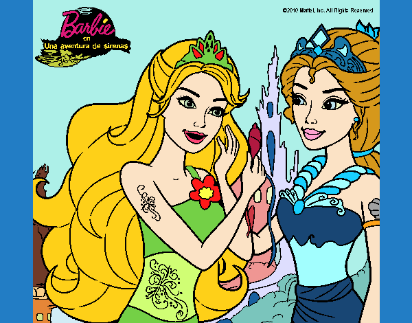 Dibujo Barbie se despiede de la reina sirena pintado por Ramon45