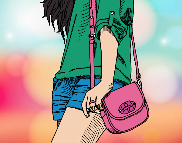 Dibujo Chica con bolso pintado por yaji