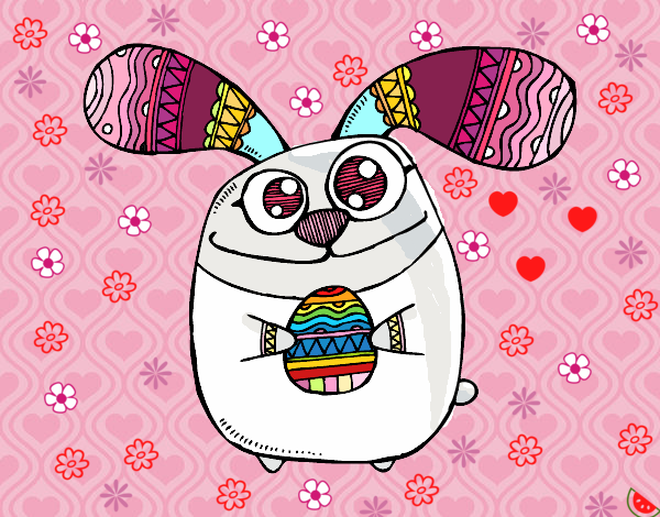 Dibujo Conejito de Pascua con ojos saltones pintado por cuyito