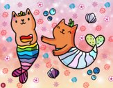Dibujo Gatos sirena pintado por cuyito