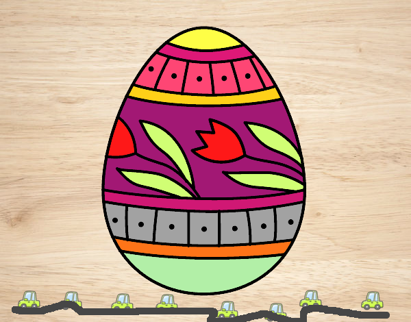 Dibujo Huevo de Pascua con tulipanes pintado por carrusel