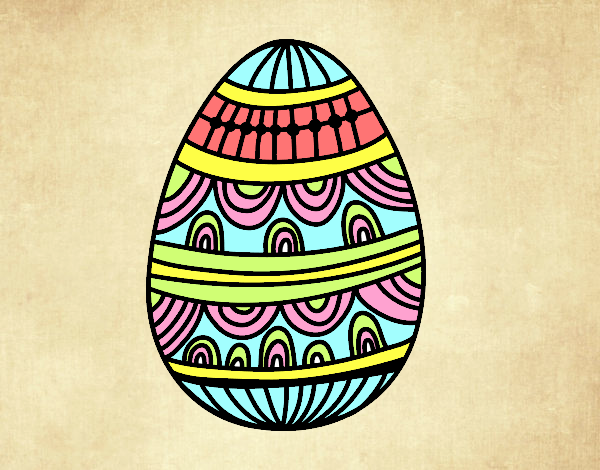 Dibujo Huevo de Pascua estampado con ondas pintado por Osiita