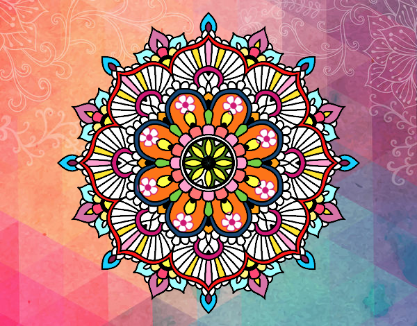Dibujo Mandala destello floral pintado por cuquina