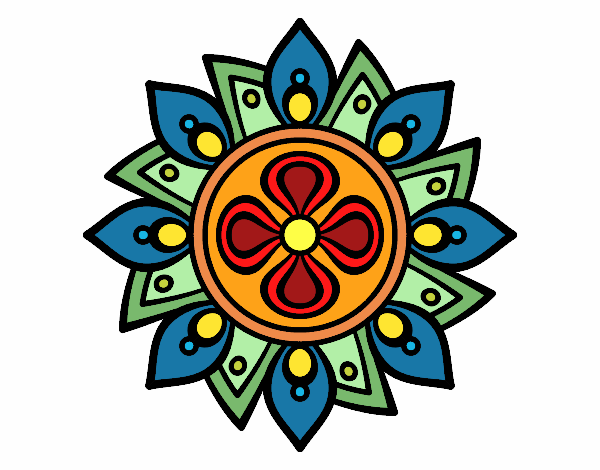 Dibujo Mandala flor sencilla pintado por karor