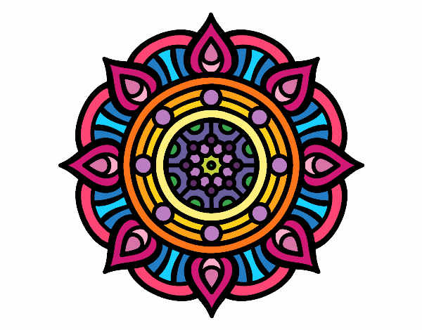 Dibujo Mandala puntos de fuego pintado por karor