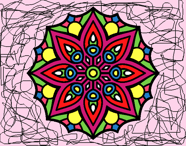 Dibujo Mandala simetría sencilla pintado por ERICAM