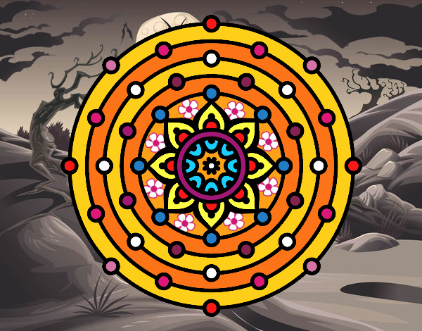 Dibujo Mandala sistema solar pintado por cuquina