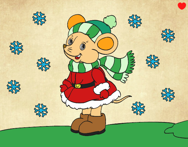 Dibujo Ratita abrigada en Navidad pintado por Michellinh