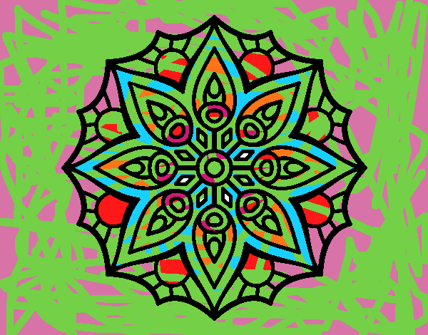 Dibujo Mandala simetría sencilla pintado por MAMAK 