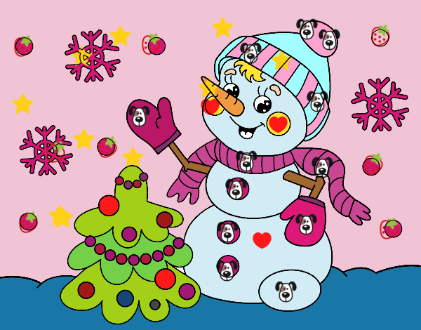 Postal de Navidad muñeco de nieve