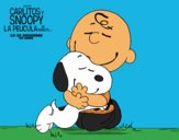 Dibujo Snoopy y Carlitos abrazados pintado por Joer
