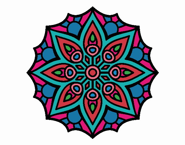 Dibujo Mandala simetría sencilla pintado por angelitam