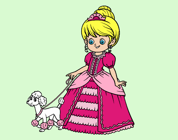 Dibujo Princesa con perrito pintado por Eduanyelis