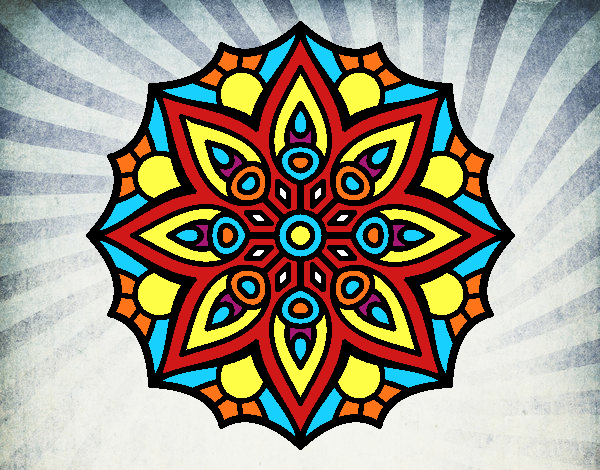 Dibujo Mandala simetría sencilla pintado por kratt