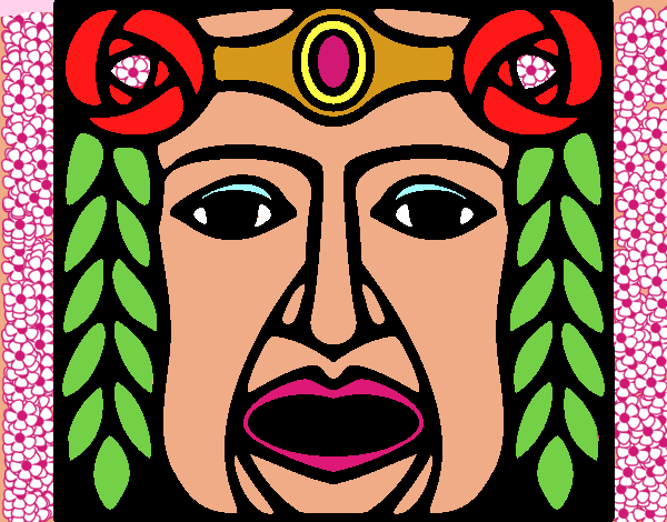 Dibujo Máscara Maya pintado por juye