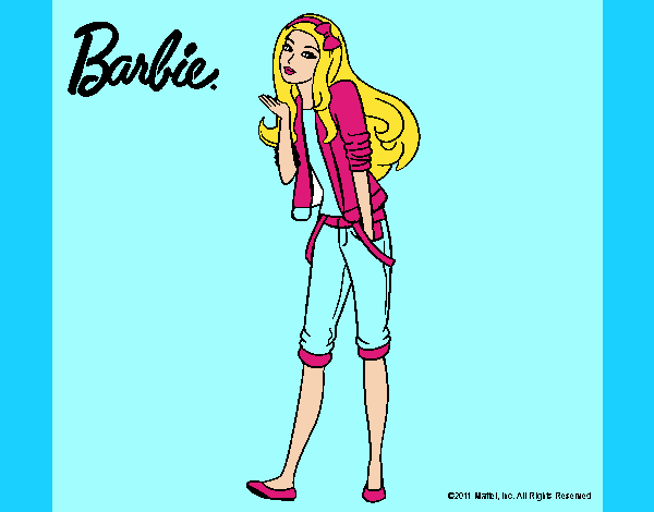 Dibujo Barbie con look casual pintado por Eduanyelis