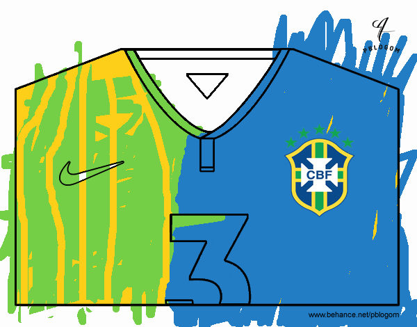 Dibujo Camiseta del mundial de fútbol 2014 de Brasil pintado por xrami